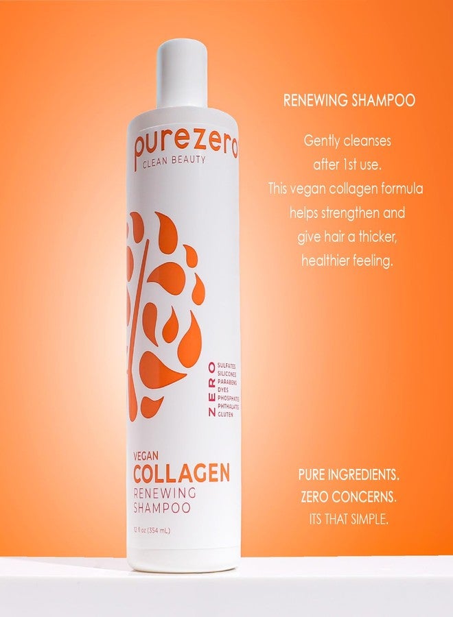 Purezero Collagen Silicone Free Shampoo & Conditioner Set - Strengthening & Hydrating - Duo for Dry or Damaged Hair – Plant-Based Collagen, Sulfate-Free, Paraben-Free, Cruelty-Free, 2 × 12 oz - Image 2